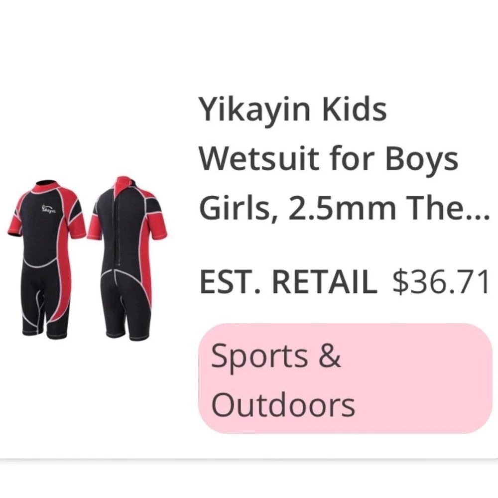 Yikayin Wetsuit Kids Unisex XS Red Black Excellent 2.5mm Thermal Shorty Neoprene